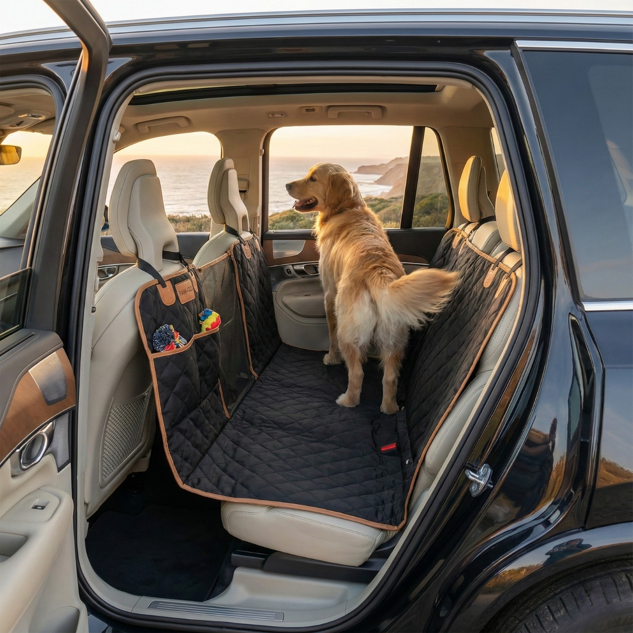 Ultimate Waterproof Dog Car Hammock - Universal Pet Seat Cover with Mesh Window & Zippered Sides for Easy Access