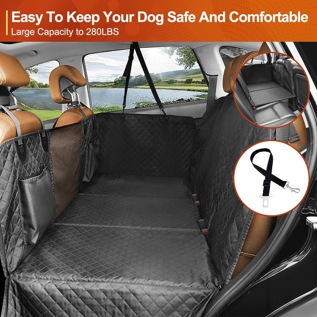 Dog Car Seat Cover - Durable Hammock Style Protector for Backseat of Cars, Trucks, and SUVs