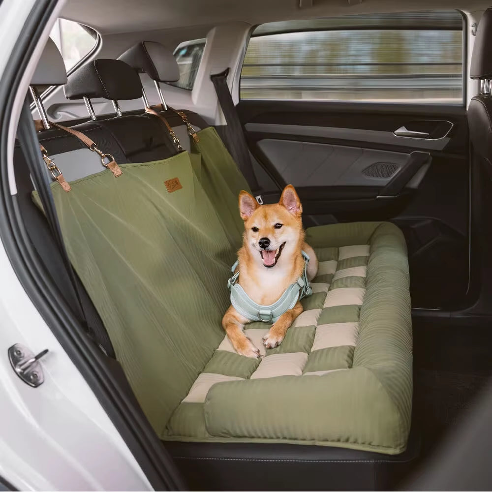 Travel Safety Backrest Cushion Large Dog Car Seat Bed - Chess Board Lounge Chair Suitable for Most Car Models
