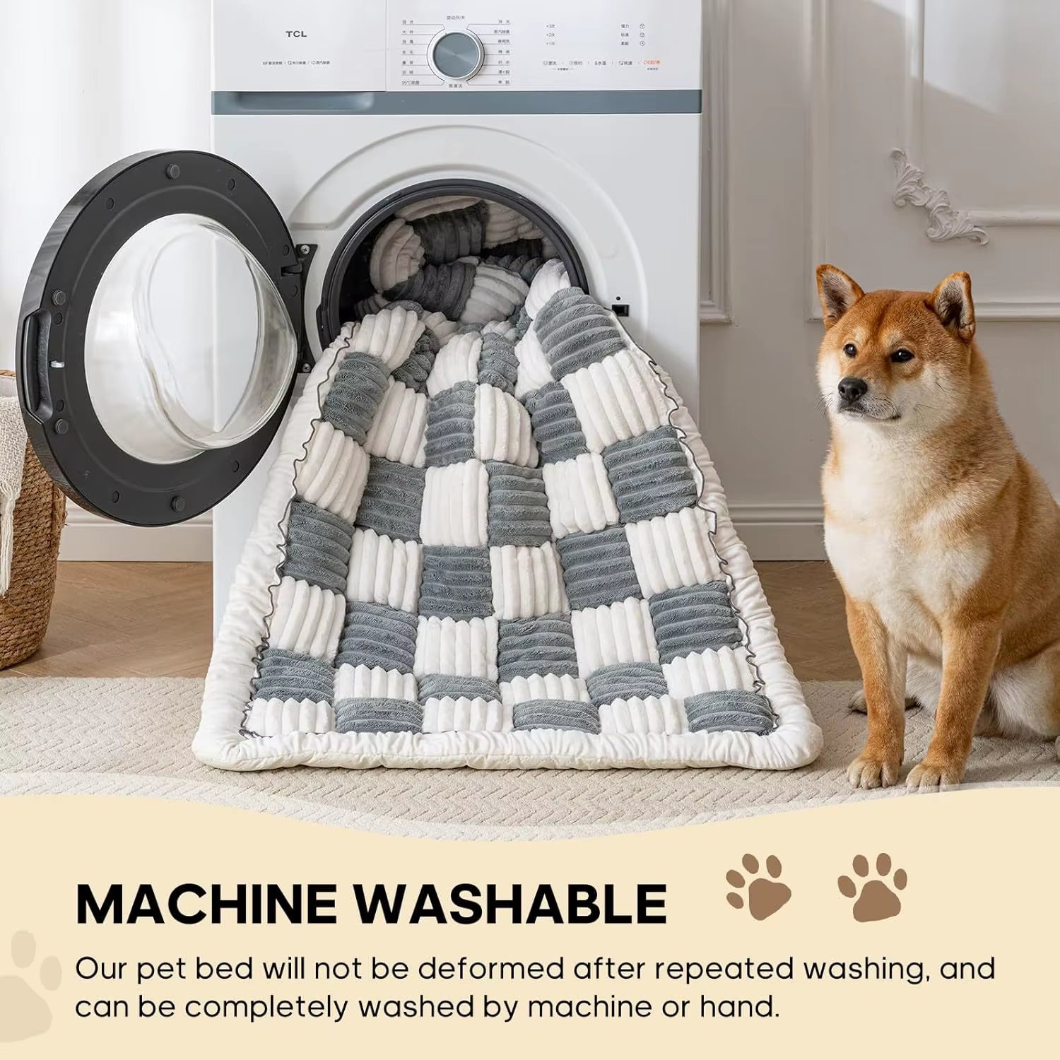 Winter Thick Seat Cushion, Plush Car Cushion, Pet Rear Seat Grid Dog Bed, Sleeping Fart Cushion, Medium-Sized Dog Special