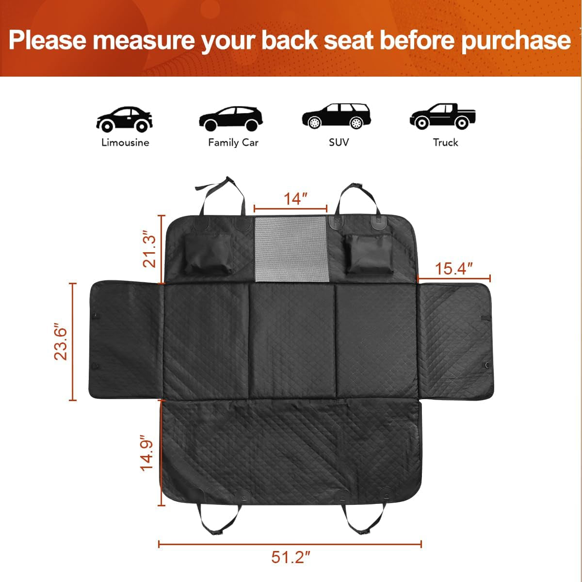 Dog Car Seat Cover - Durable Hammock Style Protector for Backseat of Cars, Trucks, and SUVs