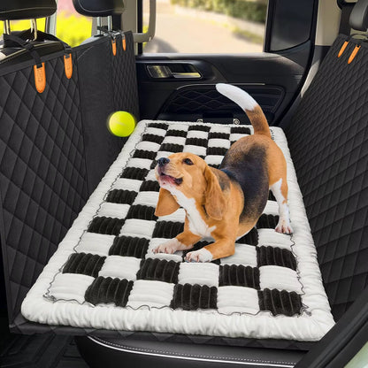 Winter Thick Seat Cushion, Plush Car Cushion, Pet Rear Seat Grid Dog Bed, Sleeping Fart Cushion, Medium-Sized Dog Special