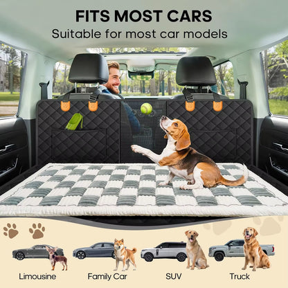 Winter Thick Seat Cushion, Plush Car Cushion, Pet Rear Seat Grid Dog Bed, Sleeping Fart Cushion, Medium-Sized Dog Special