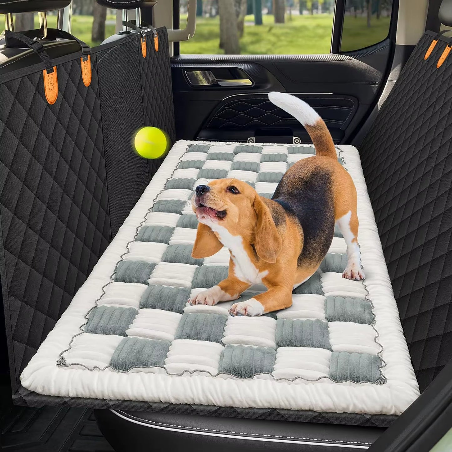 Winter Thick Seat Cushion, Plush Car Cushion, Pet Rear Seat Grid Dog Bed, Sleeping Fart Cushion, Medium-Sized Dog Special
